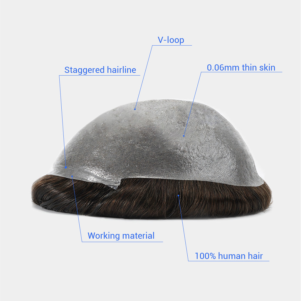 HS1V V-loop Hair System 0.06 mm PU Skin