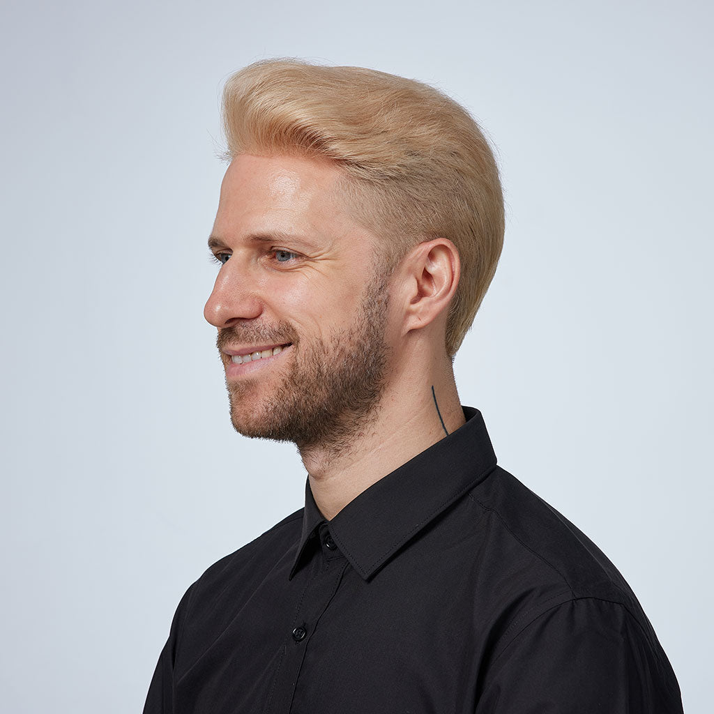 HS1R  Thin Skin Men's Toupee Hair Systems 0.08 mm Remy Hair Transparent Poly Skin