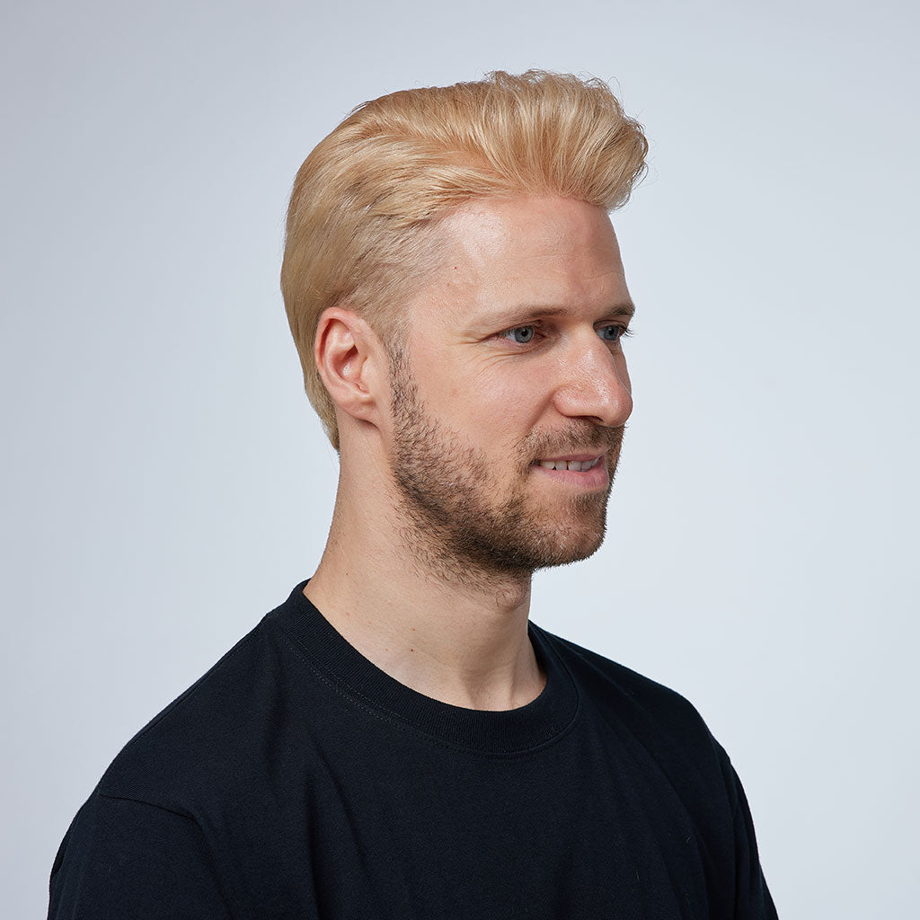 HS1R  Thin Skin Men's Toupee Hair Systems 0.08 mm Remy Hair Transparent Poly Skin