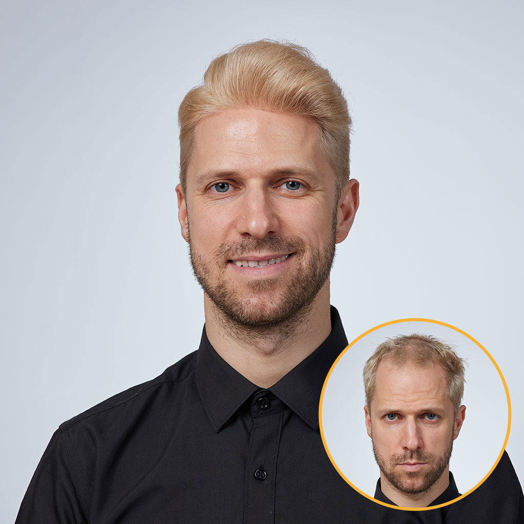 HS1R  Thin Skin Men's Toupee Hair Systems 0.08 mm Remy Hair Transparent Poly Skin