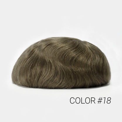 HS1R  Thin Skin Men's Toupee Hair Systems 0.08 mm Remy Hair Transparent Poly Skin