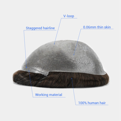 HS1V V-loop Hair System 0.06 mm PU Skin