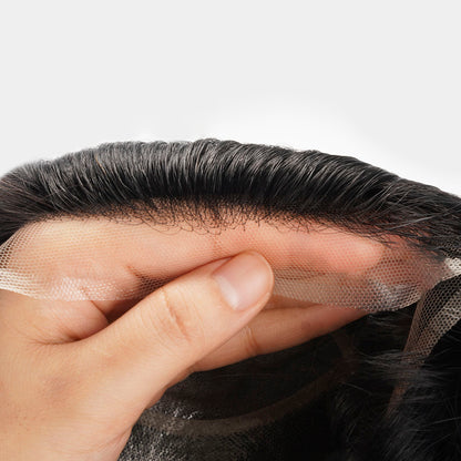 HS27P Fine Mono Hairpiece With Skin Gauze Perimeter and Lace Front