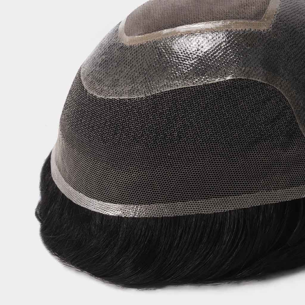 HS27P Fine Mono Hairpiece With Skin Gauze Perimeter and Lace Front